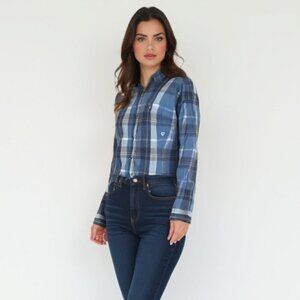 ❤️ Mountain Hardwear Plaid Shirt Women's Size Medium Long Sleeve Button Up Blue